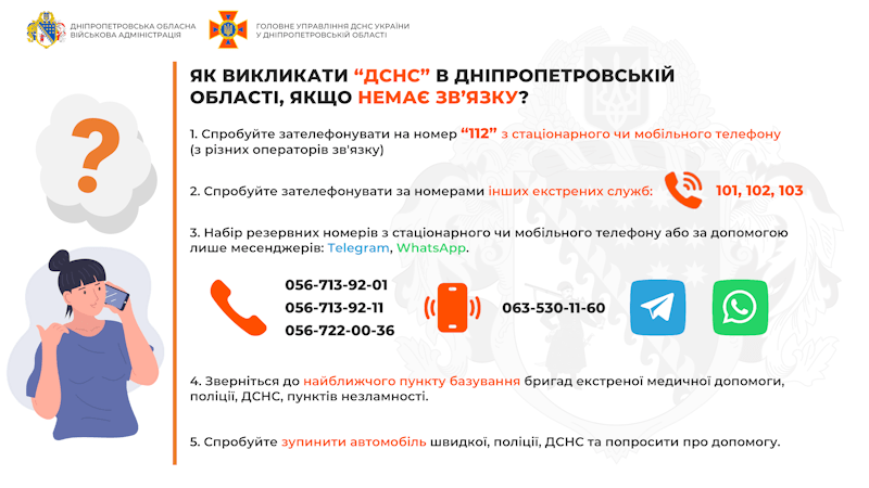 ЯК ВИКЛИКАТИ ЕКСТРЕНІ СЛУЖБИ В ДНІПРОПЕТРОВСЬКІЙ ОБЛАСТІ, ЯКЩО НЕМАЄ ЗВ'ЯЗКУ?