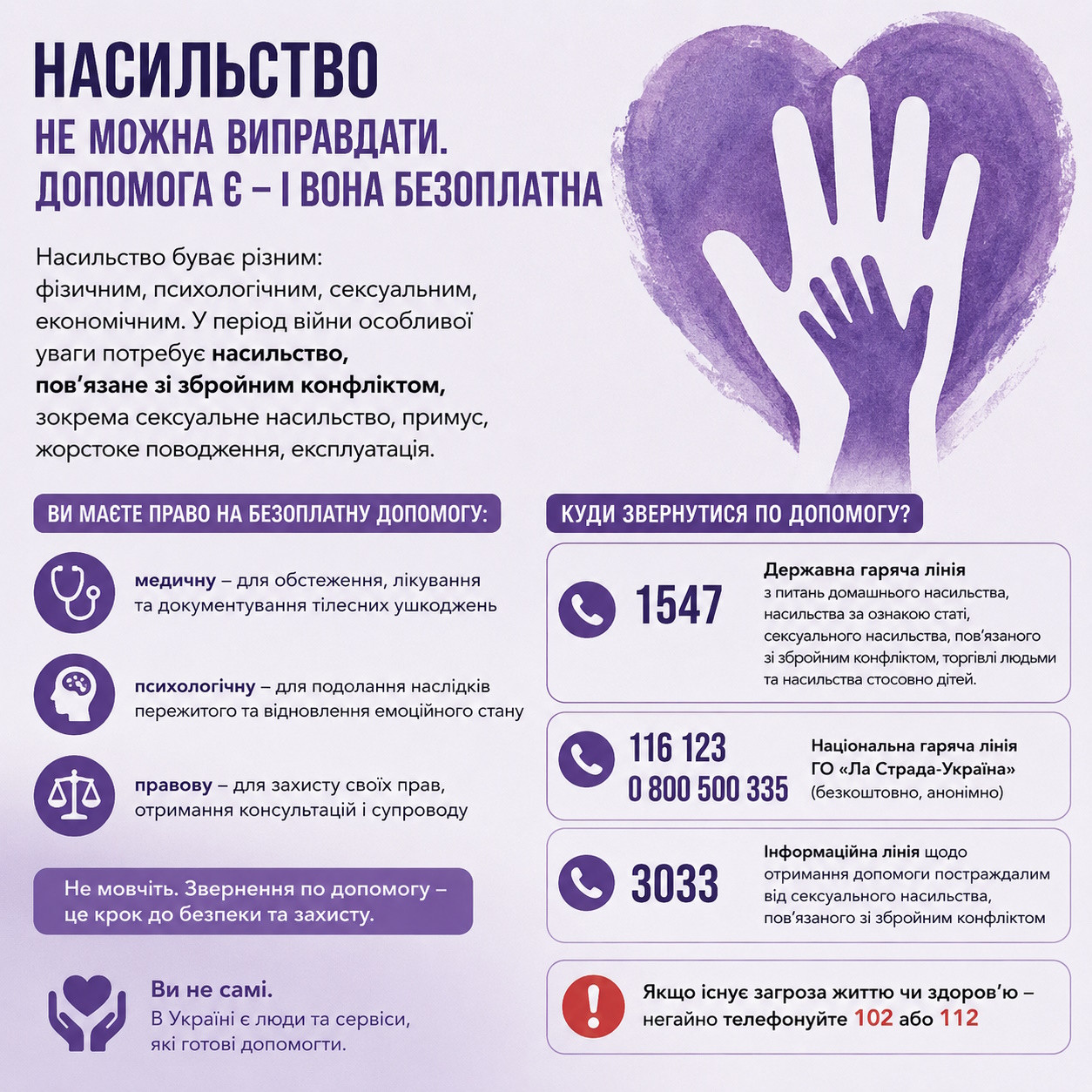 Насильство не можна виправдати. Допомога є - і вона безоплатна Насильство не можна виправдати. Допомога є - і вона безоплатна